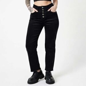 OAT NYC ($130) High-Rise Black Corduroy Button Fly Straight Pants
